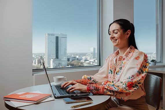 Woman working on a computer